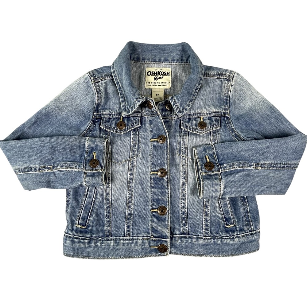 OshKosh Denim Jacket Kids 5T Blue B'gosh Trucker Classic Cotton Jean Jacket